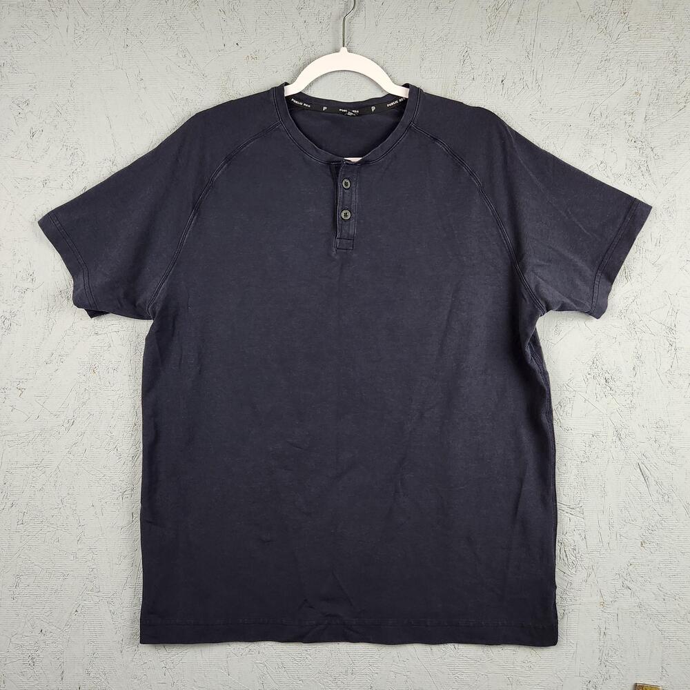 Public Rec Henley Shirt Mens XL Navy Short Sleeve Pima Cotton Tencel Stretch